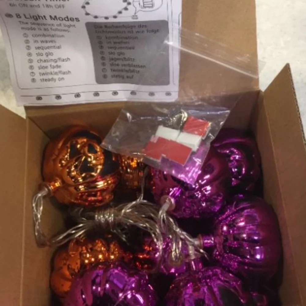 🎃*NWT* Purple & Orange 9ft‎ Jack-O-Lantern String Lights